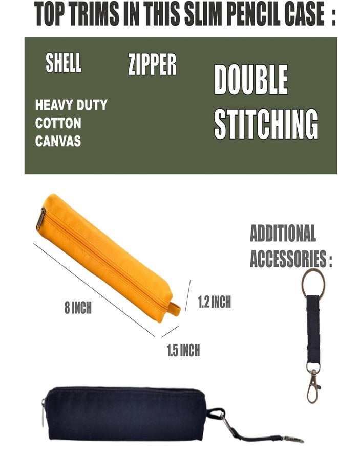 ليفي حقيبة أقلام صغيرة من القماش من Lify للبالغين والأولاد والبنات بتصميم أنيق رفيع، أدوات مدرسية وفنية، لون بني - عبوة من قطعتين (أصفر (قطعة واحدة) + وردي فاتح (قطعة واحدة)) - Image 2